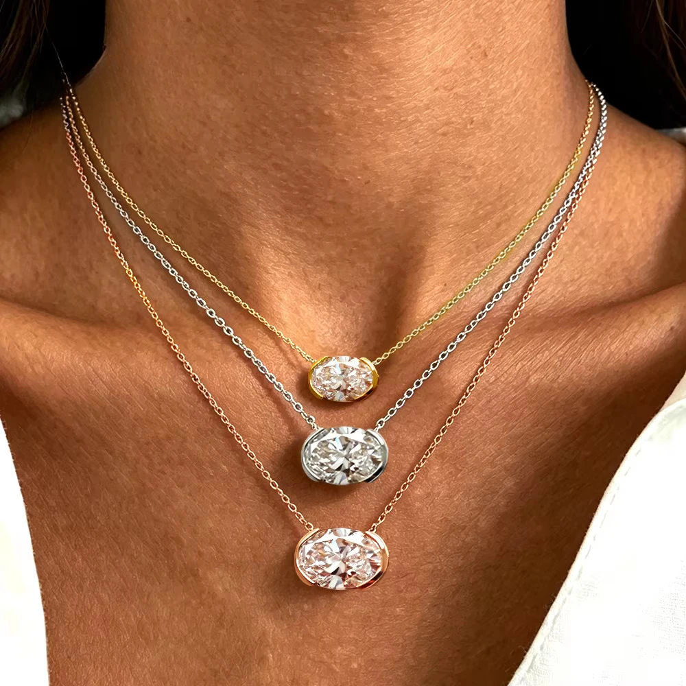 FCGJHW 1-3CT Naszyjnik z owaln – Bezels Set Pendant recenzja i cena